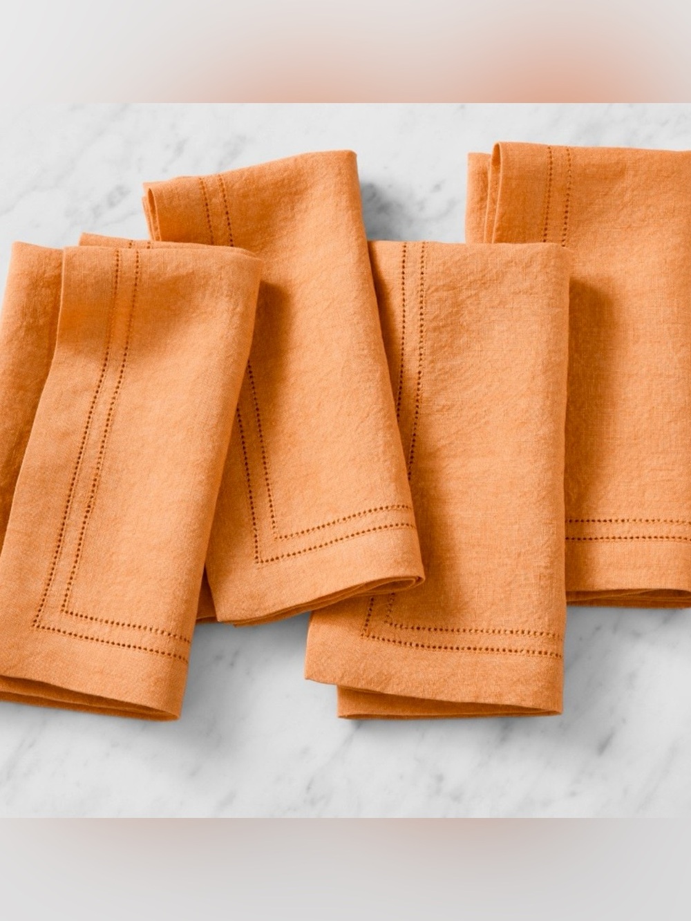 Williams Sonoma Linen Double Hemstitch Napkins 🍁🍂
